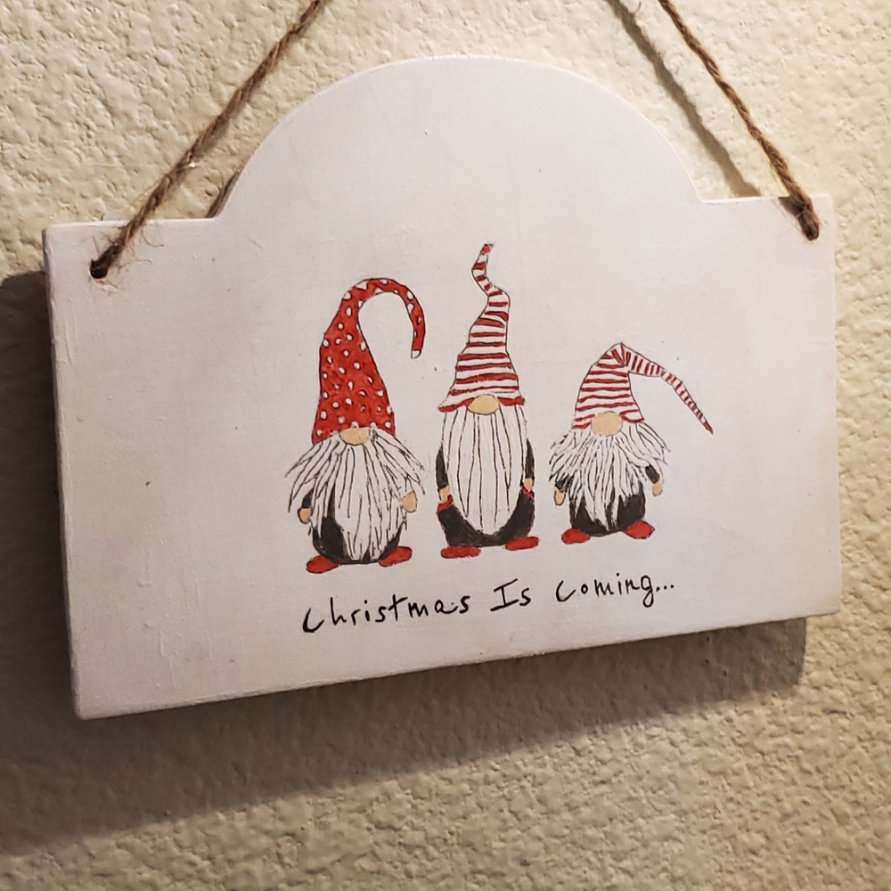 Gnomes Hand Painted Christmas Wall Decor